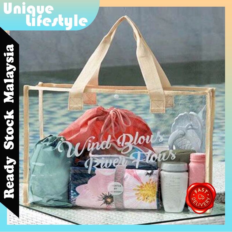 Waterproof Transparent Large Big PVC Tote Beach Travel Swim Bag ...