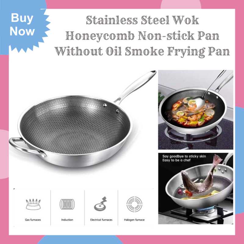 Stainless Steel Wok NonStick Pan Without Oil Pagluluto Pan