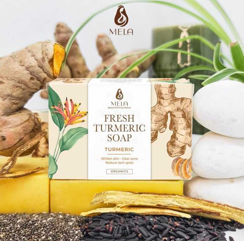 Authentic MELA Fresh Turmeric Soap (Whitens skin, Clear acne, Reduce