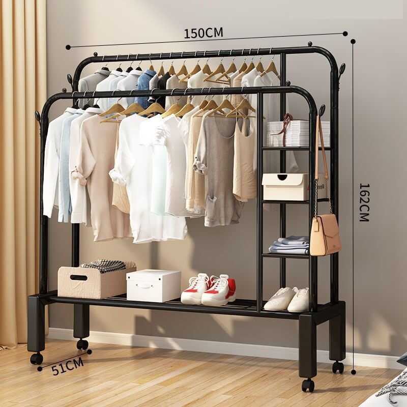 Bedroom Clothes Hanger Floor Drying Rack Balcony Drying Rack Portable ...