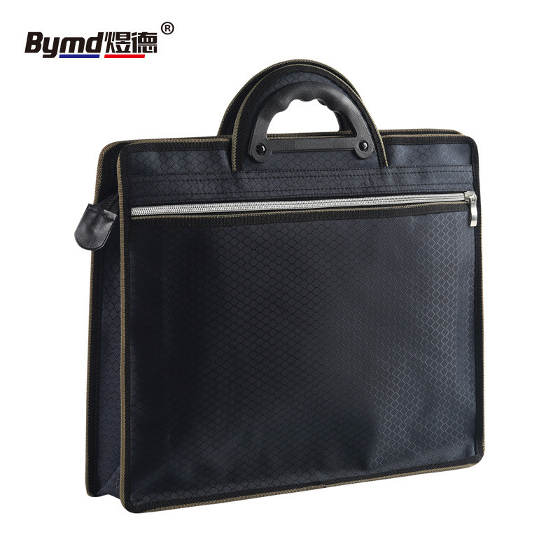 A4 Double Layer Canvas File Bag Zipper Bag Portable Information Bag ...