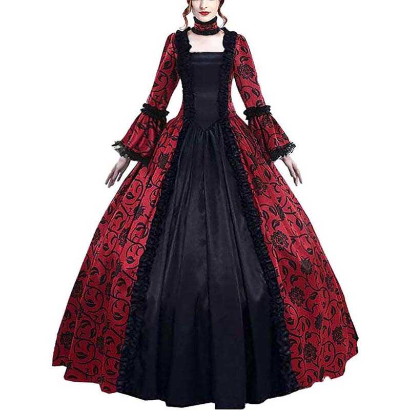 Women Retro Cosplay 18Th Century Long Medieval Renaissance Retro Gown ...