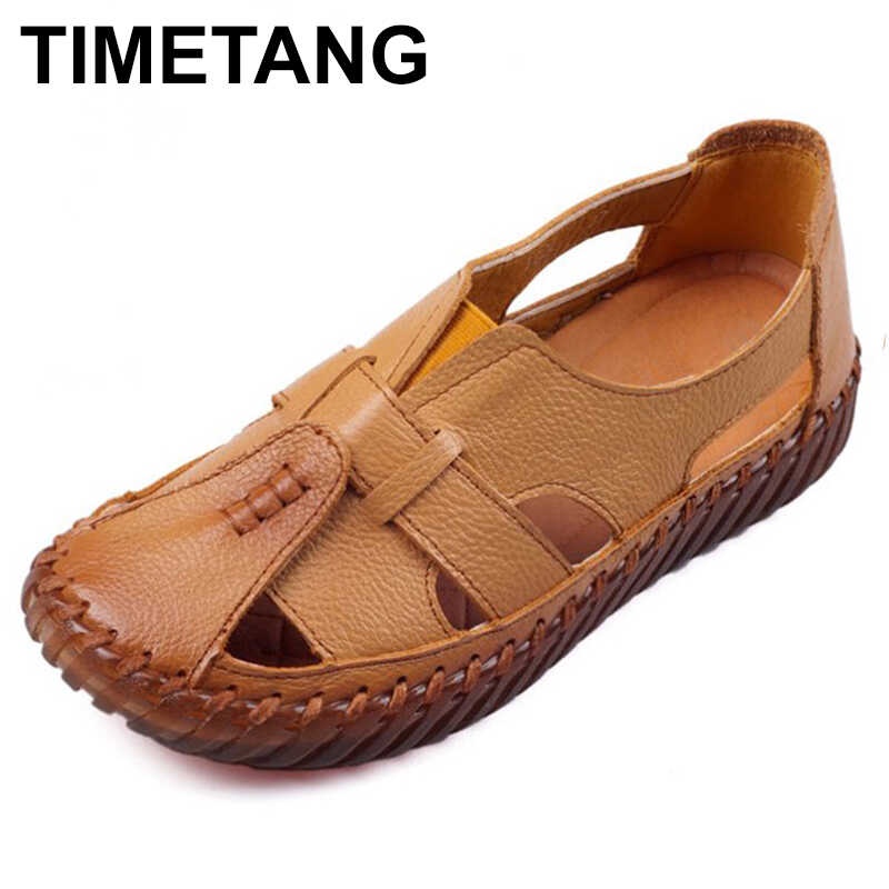 TIMETANG Kababaihang Sandals 2022 Summer Genuine Leather Handmade ...