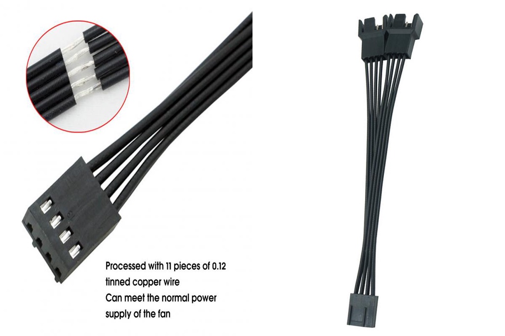[RB] Easy Installation PWM Fan Hub Cable for Office 1 to 2 4 Pin PWM