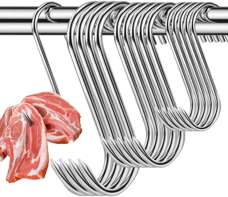 Stainless Steel S Meat Hanging Hooks for Smoker Butcher Hook for BBQ