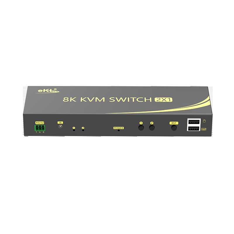Ekl 8K HDMI KVM Switch 2 In 1 With Audio Out 2 USB Hub Ports Rs232