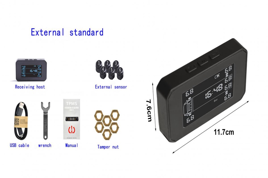 SOU_ Lightweight TPMS Tire Pressure Monitor for Truck Solar Power Tire