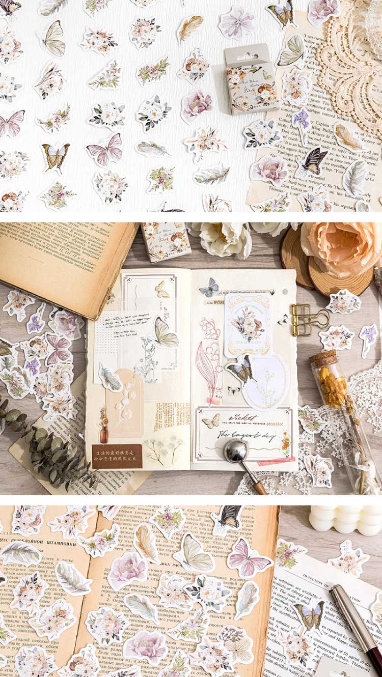 ENWEI 46 Pcs [Floral Butterfly Series] Simplicity Journal Stickers ...