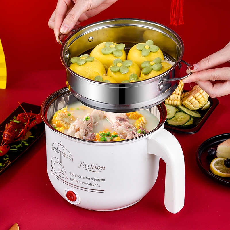 Portable Multifunction Electric Cooking Pot with Steamer Nonstick Rice Cooker Hot Pot Boiler