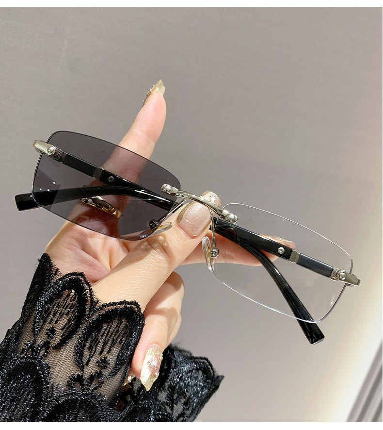 0~-400 new fashion photochromic frameless anti-blue myopic glasses Cut ...