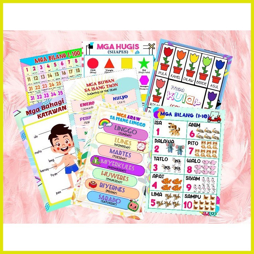 ☑ Tagalog Chart ,Kulay, Hugis, Bilang, Bahagi ng katawan, Buwan sa ...