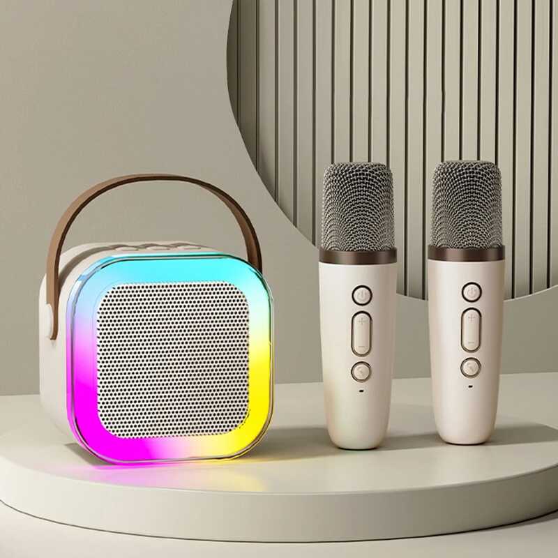 K12 Dual Microphone Karaoke Bluetooth Speaker RGB Light Two 5W Speakers