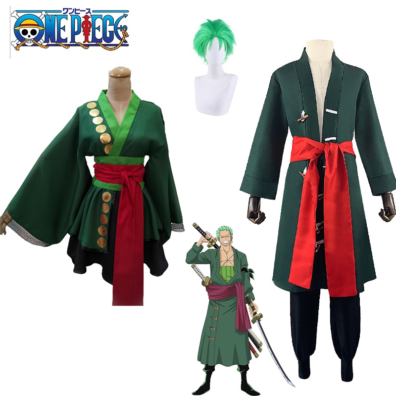 Anime Roronoa Zoro Cosplay Costume Clothes Set Green Suit Halloween Men ...