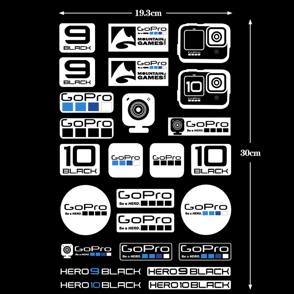 GOPRO Sticker Set Racing Motorbike Scooter Body Helmet Decoration Decal ...
