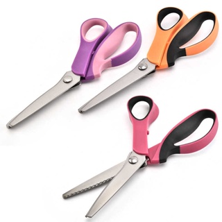 Pinking Shears Scissors for Fabric 2-Piece Bundle of Zig Zag Scissors &  Scalloped Pinking Shears  100% Stainless Steel Sewing Pinking Shears for Fabric  Cutting Ideal Craft Scissors Decorative Edge Zigzag and