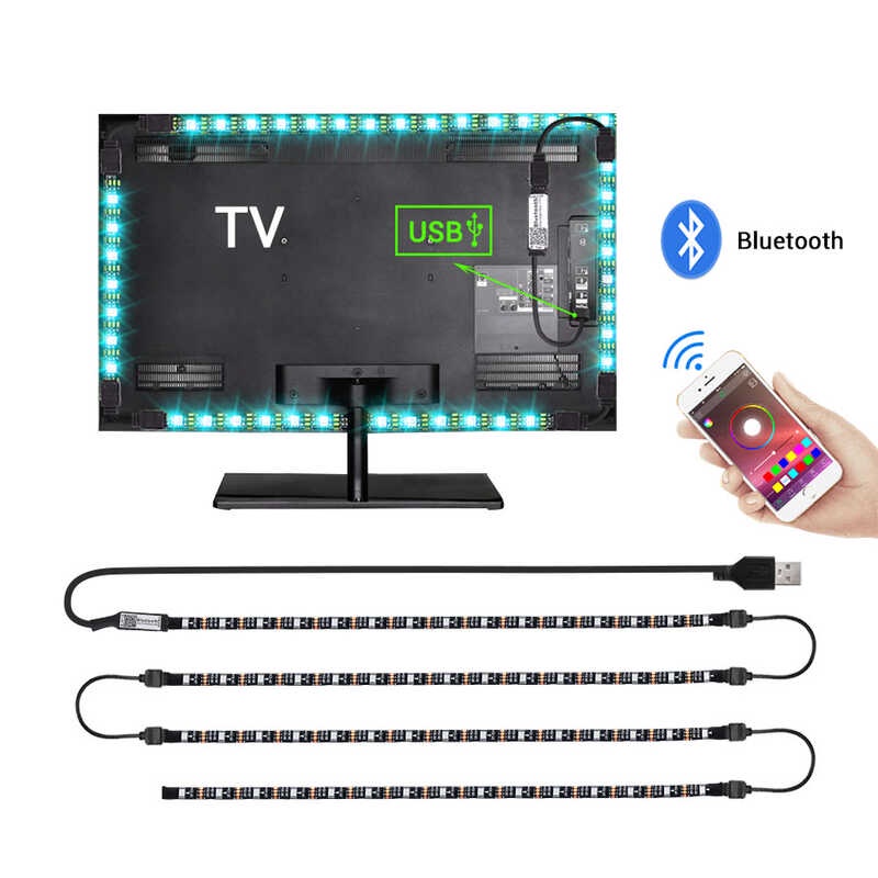 50CM 5V USB Bluetooth Waterproof Power LED Wall Light RGB 5050 SMD HDTV ...