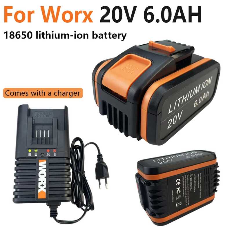 6.0Ah 20V Para Sa Worx Wa3551.1 6.0Ah Li Ion Battery Wa3553.2