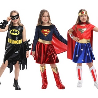 Carnival Purim Super Girl Costume Halloween League Superhero Cosplay Fancy  Party Dress