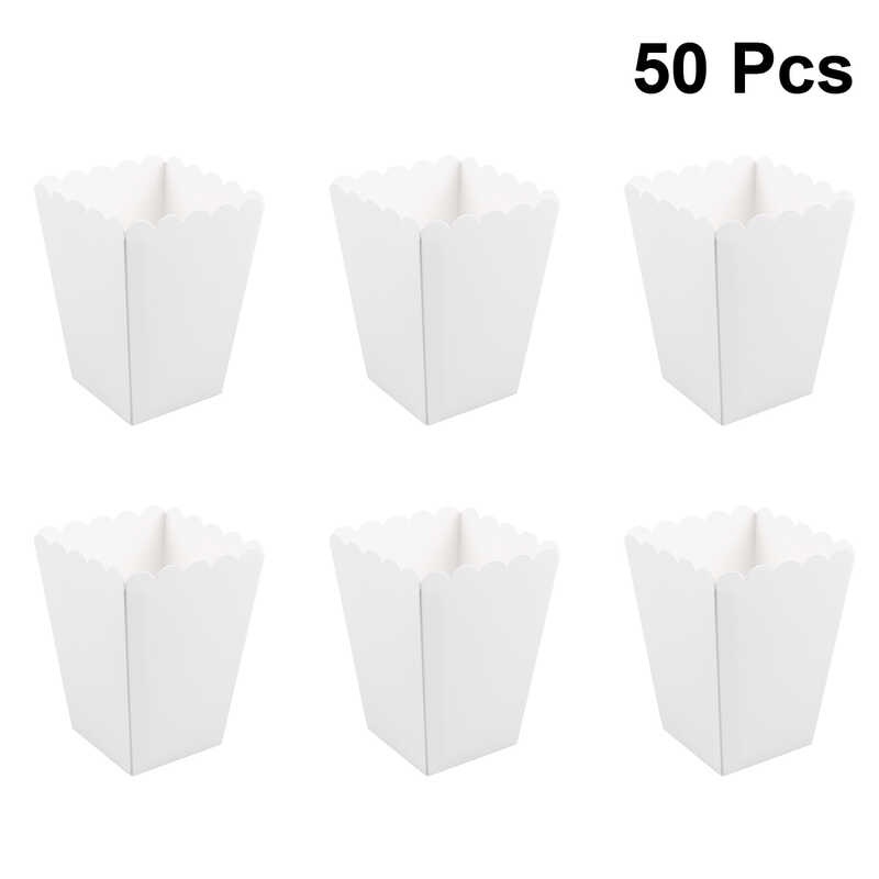 50pcs Paper Candy Cartons Box Party Supplies White Popcorn Boxes Pop ...