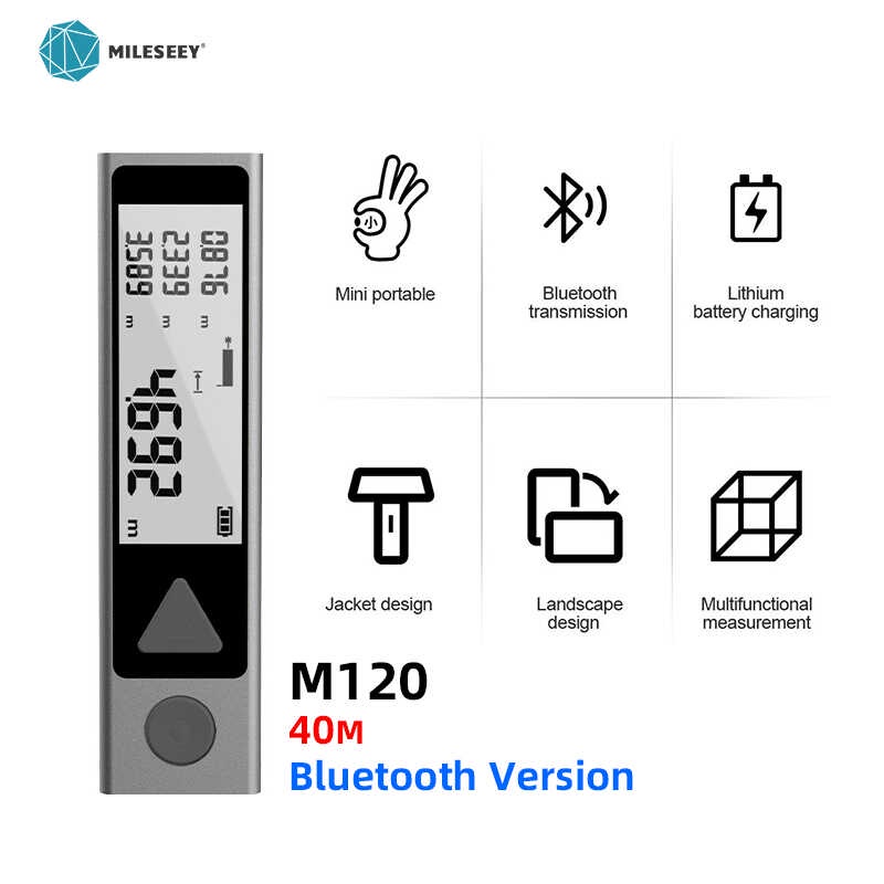 Mileseey Portable Mini Laser Distance Meter, Rechargeable Digital