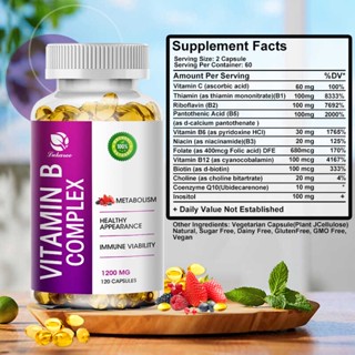 Vitamin B Complex Capsules 1200mg B1 B2 B3 B5 B6 B7 B9 B12 For Energy ...