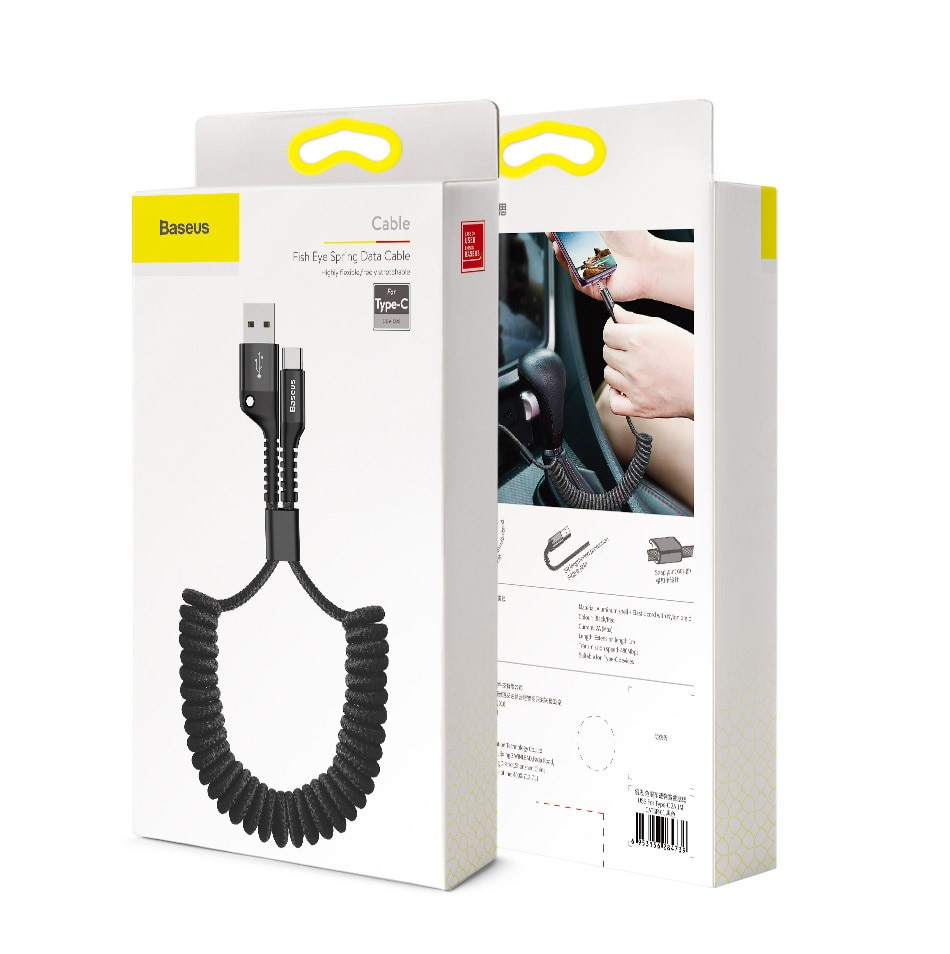 Baseus Spring Charging Cable USB C Type Cable In-Car 2A Charging Cable ...