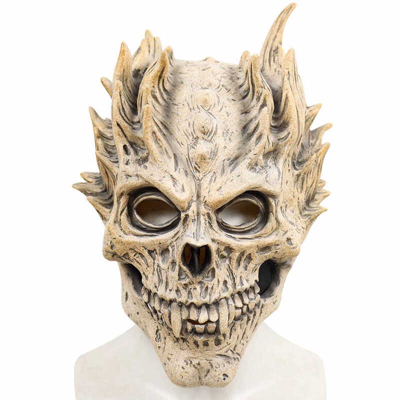 SKT Halloween Horror Skeleton Mask Full Head Skull Mask Warrior Death ...