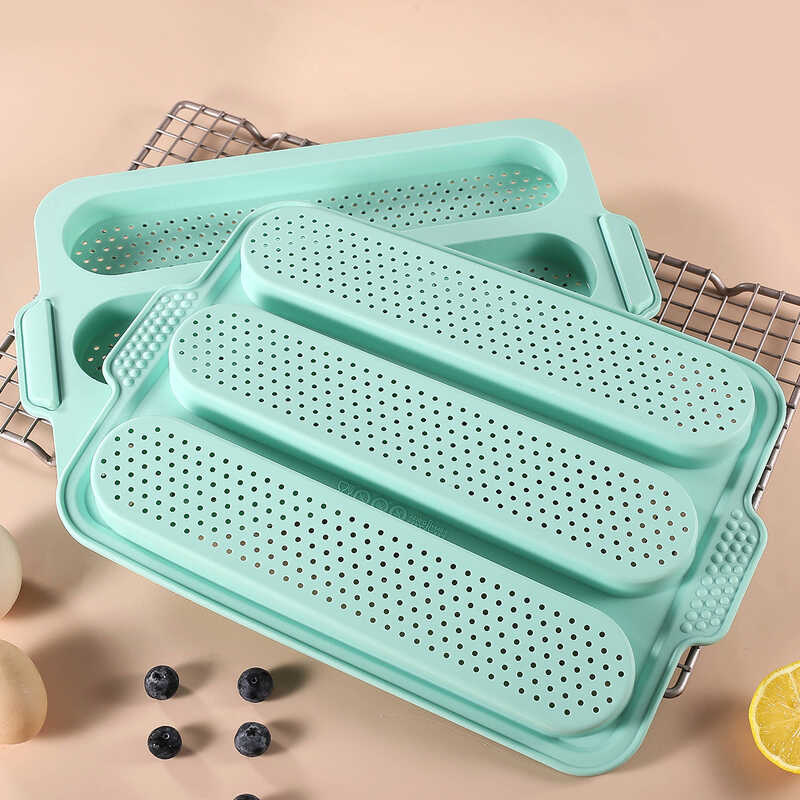 Nonstick Silicone Baguette Pan French Bread Baking 3 Wave Loaves Bawat ...