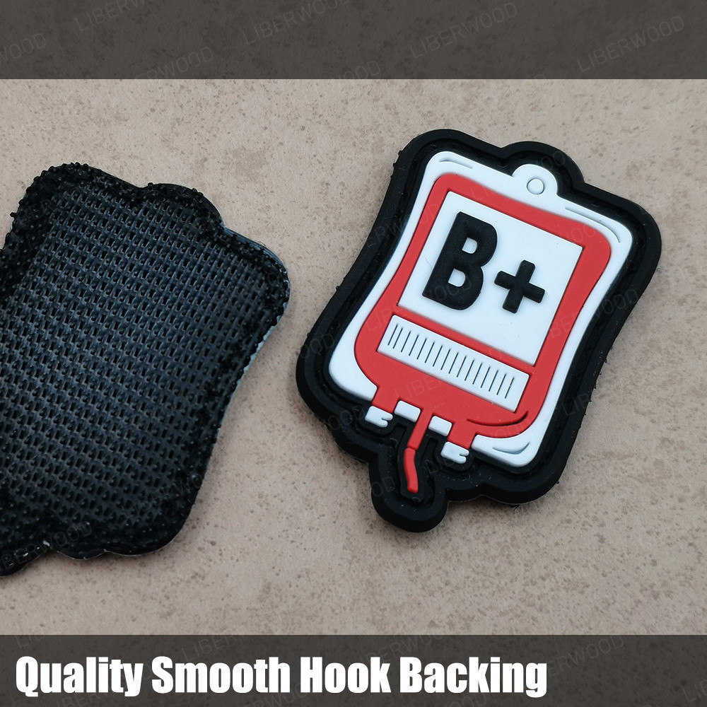 Blood Bag PVC Rubber Blood Type Patch A+ B+ AB+ O+ POS Positive ...