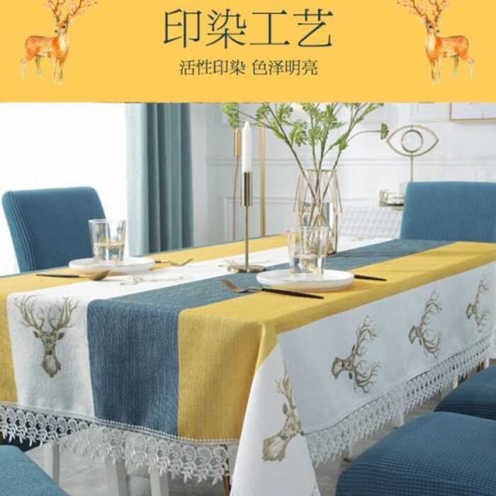 Nordic fabric tablecloth cover set, simple household tablecloth ...