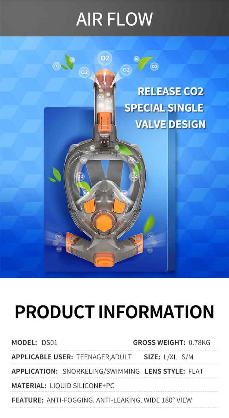 New Full Dry Diving Mask Set with Breathing Tube Anti-Fog Oxygen Swim ...