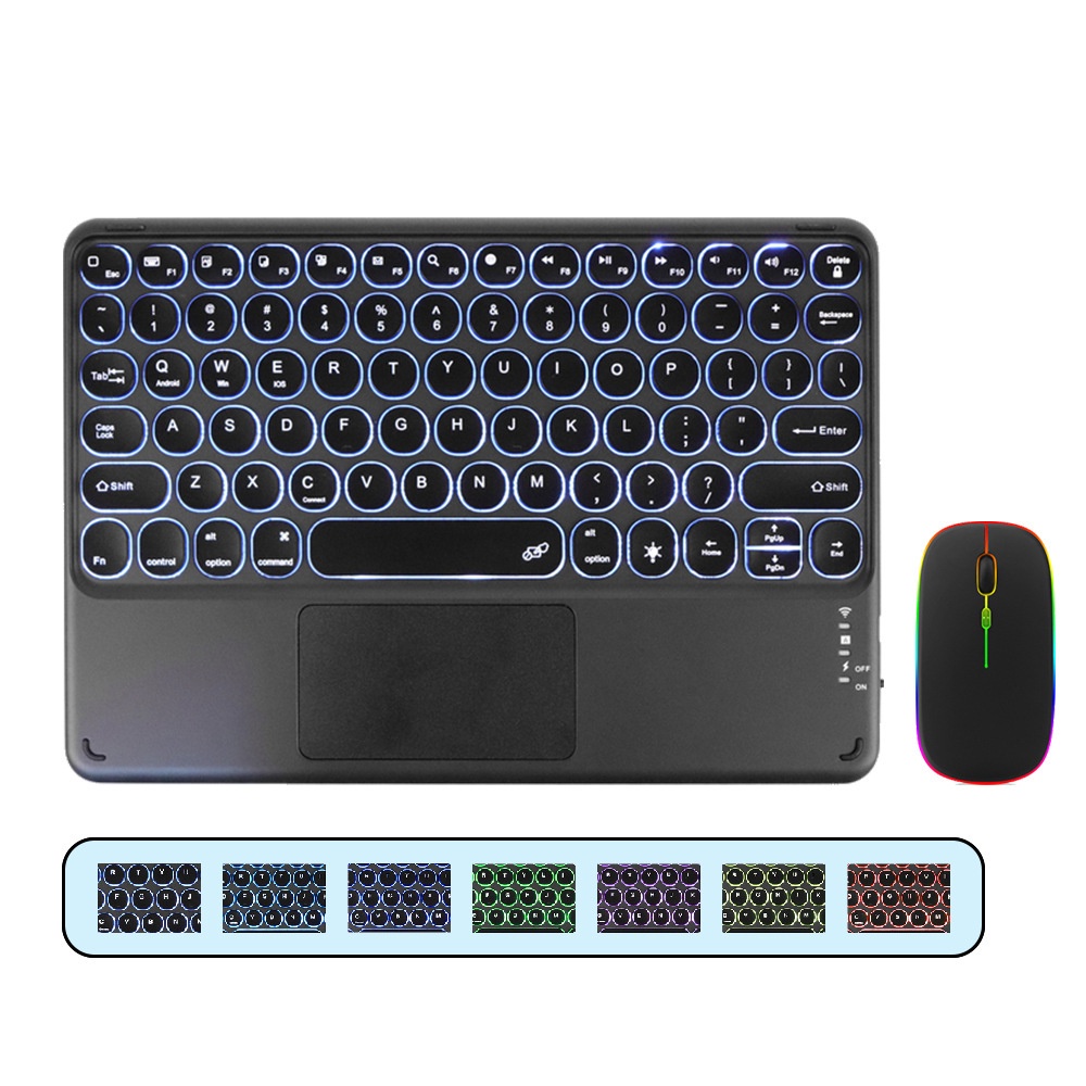 Rechargeable 10 Inches Wireless Keyboard Mini Touchpad Ultra-Slim ...