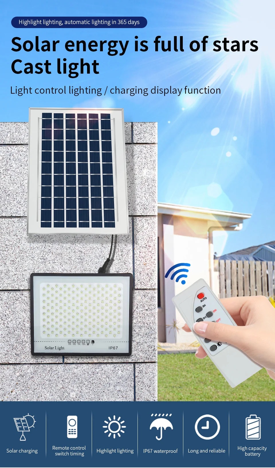 Solar Spotlight Lampu Solar IP67 Waterproof LED Floodlight Super Bright ...