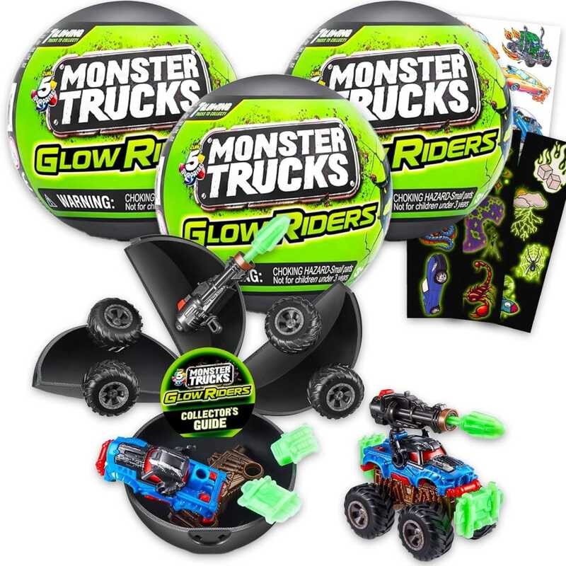 5 ZURU Surprise Monster Trucks Glow Riders S Mystery Set - Bundle With ...