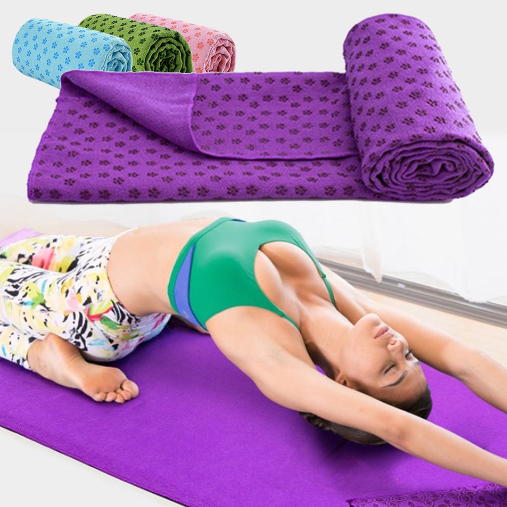 Polyester Pilates Indoor Towel Anti Skid Pilates Towel Foldable With Mesh  Bag Soft Odorless Breathable For Fitness Exercise