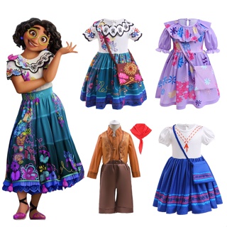 4 Pcs Enfants Encanto Mirabel Robe Madrigal Mirabel Cosplay Costume