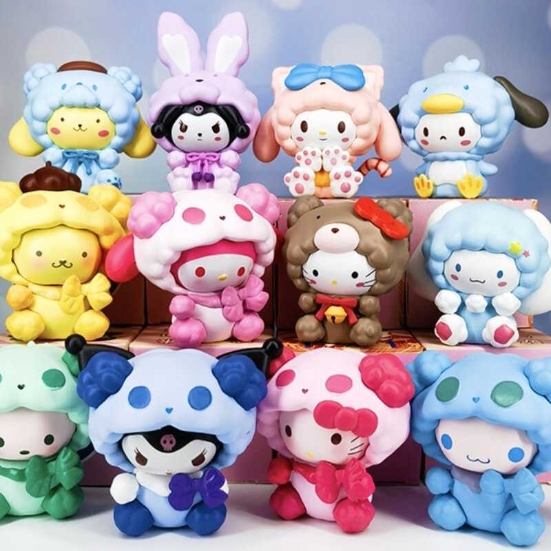 Anime Sanrio Sheep Series Blind Box Flocking Cinnamoroll Kurumi Trend ...