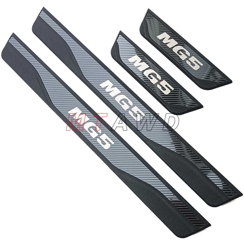 thumbnail image 2 of 2025 MG4 EV Stainless Steel Door Sill Kick Plate Protector, Scratch-Resistant Car Accessory Trim (EVMTAWD, Black & Polished) 2 of 5