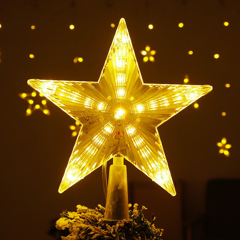 Christmas Tree Decorative Plastic Translucent Pentagram Top Light/ EU ...