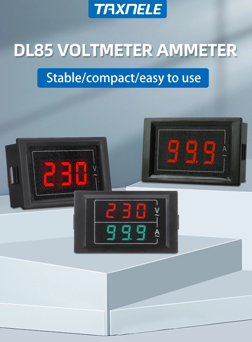 AC LED Digital Voltmeter Ammeter 60-500V 220V 380V 0-100A DL85 Dual ...