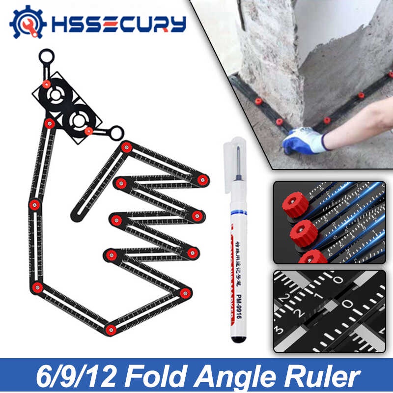 12/9/6 Fold Angle Ruler Multiangle Aluminium Alloy Measuring Ruler ...