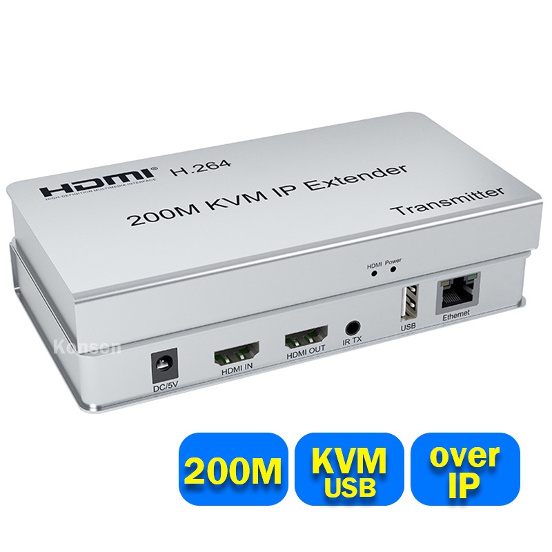 200M HDMI KVM Extender over IP Cat5e/6 HDMI Ethernet USB Extender via ...