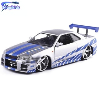 1:32 Nissan Skyline Ares GTR R34 Alloy Sports Car Model Diecasts Metal Toy  Car Model High Simulation Sound Light Childrens Gift