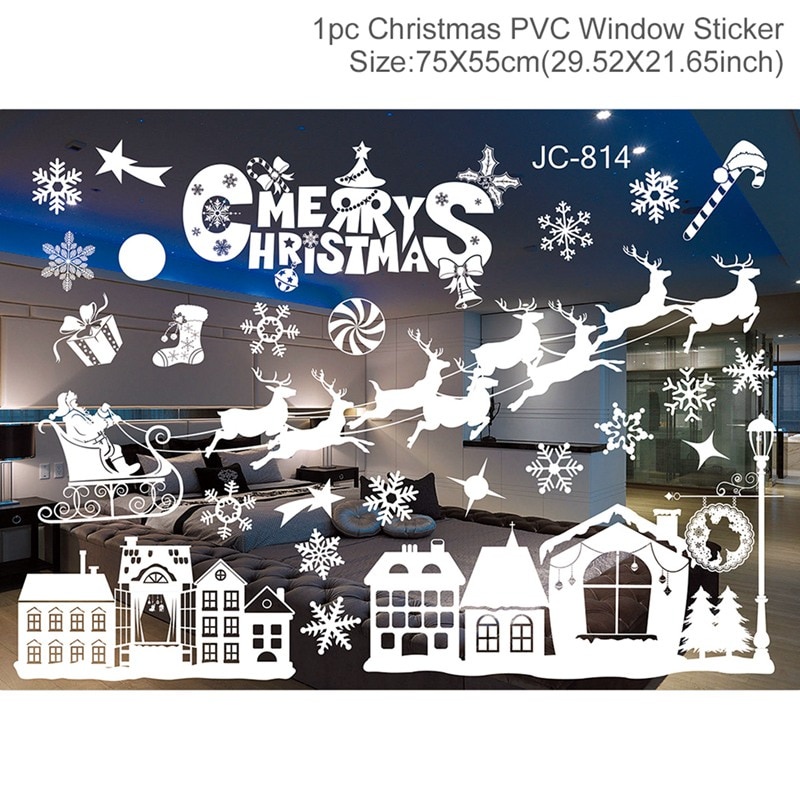 Xmas Decors Christmas Window Stickers Merry Christmas Decorations for