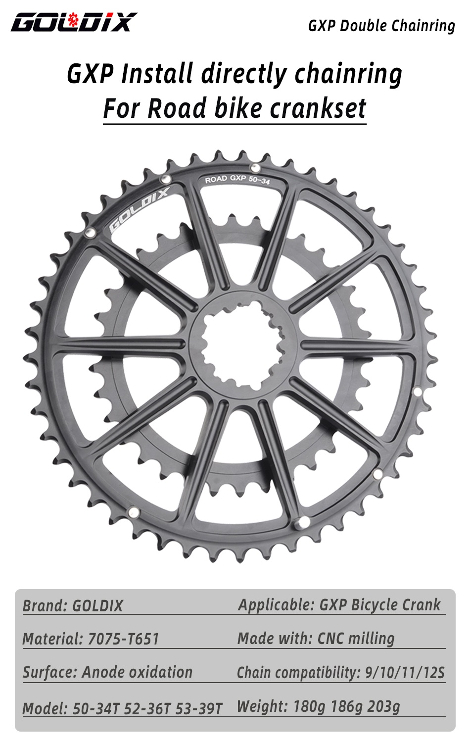 GOLDIX Chainring 2x GXP for sram Direct Mount XX1 X9 XO X01 Gx Eagle NX ...