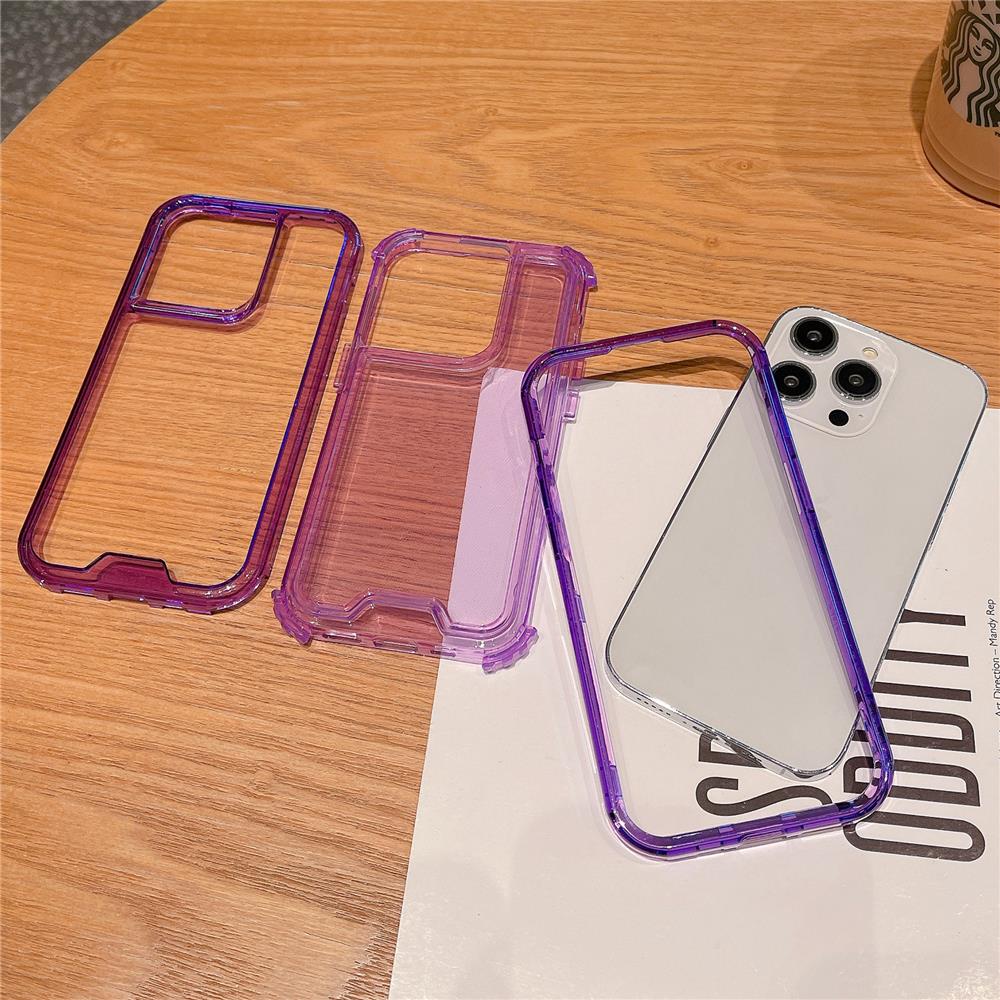 3 in 1 Hybrid Armor Bumper Shockproof Transparent Phone Case For iPhone