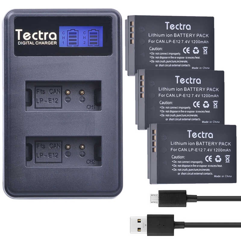 DSTE Lot De 2 Batteries LP-E12 Li-Ion Rechargeables - Compatibles Canon EOS M100, M50, M200, Rebel SL1, EOS 100D, EOS M, M2, M10