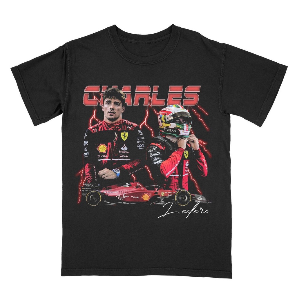 Tee-shirt Charles Leclerc F1 Personnalisé - 100% Coton Gildan 200g, Tailles S à XXL, Neuf Sans étiquettes