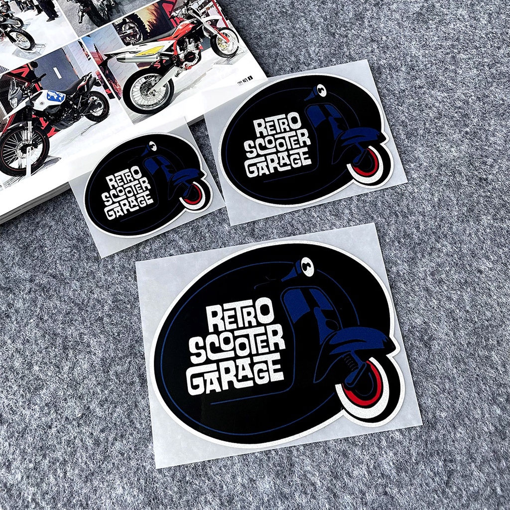 Reflective Retro Scooter Garage Logo Sticker Decor Electric Vehicle ...