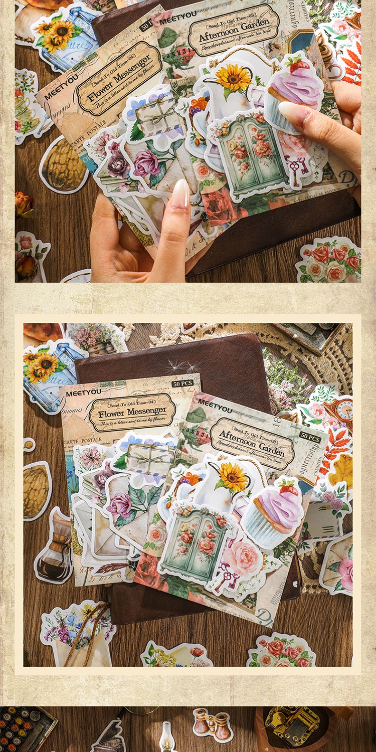 ENWEI 50 Pcs [send To Old Time Series] Vintage Journal Stickers Art ...